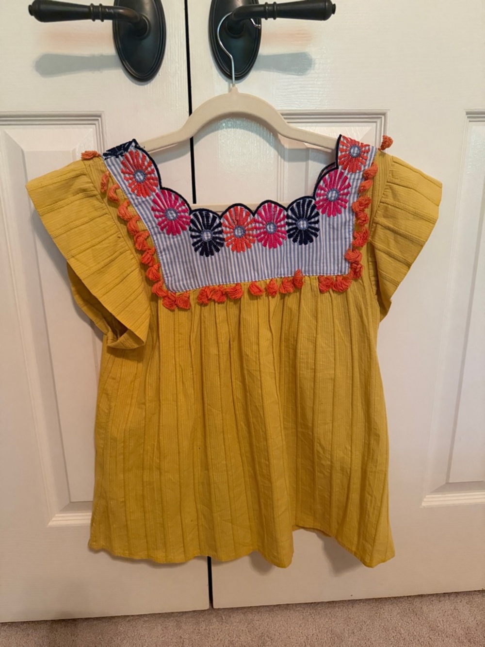 Altar’d State Mustard Yellow Embroidered Babydoll Top Medium - Picture 2 of 4